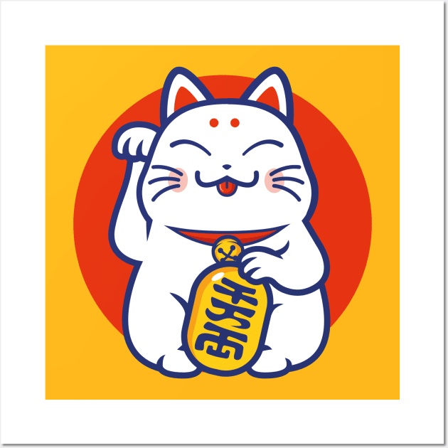 Lucky cat - Maneki-neko Wall Art by redwane